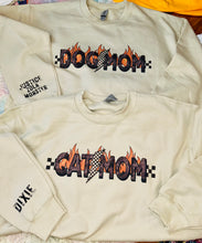 Load image into Gallery viewer, Dog Mama Bolt Checkered Name LONG SLEEVE, CREW, HOODIE PREORDER

