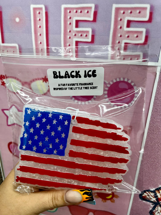 RWB Flag Freshie- Black Ice Scent