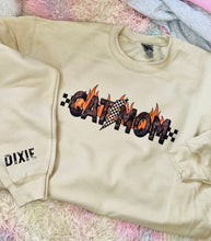 Load image into Gallery viewer, Cat Mama Bolt Checkered Name LONG SLEEVE, CREW, HOODIE PREORDER
