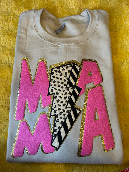 Mama Lightning Sequin Patch SWEATSHIRT