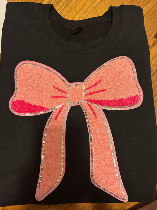 Pink Bow Chenille Patch Sweatshirt PREORDER